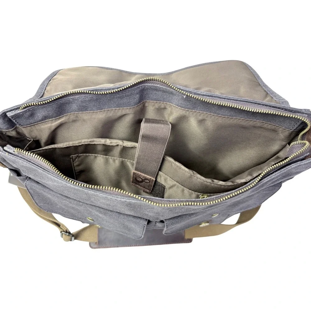 SOAEON Canvas Leather Messenger Bag Satchel Crossbody‎ Dark Gray 3k